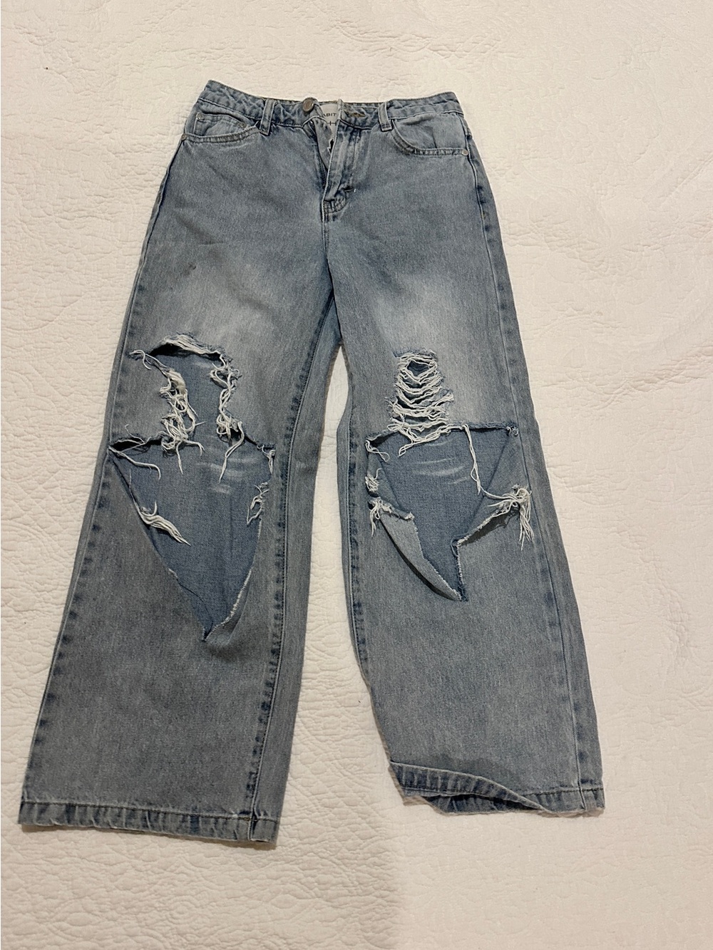 Habitual Light Blue Distressed Wide-Leg Kids Jeans